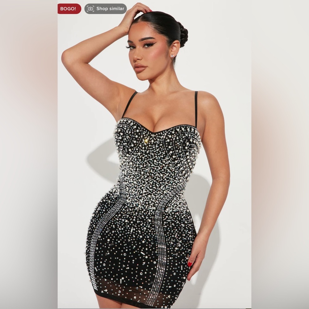 Fashion Nova Daisy Embellished Mini Dress